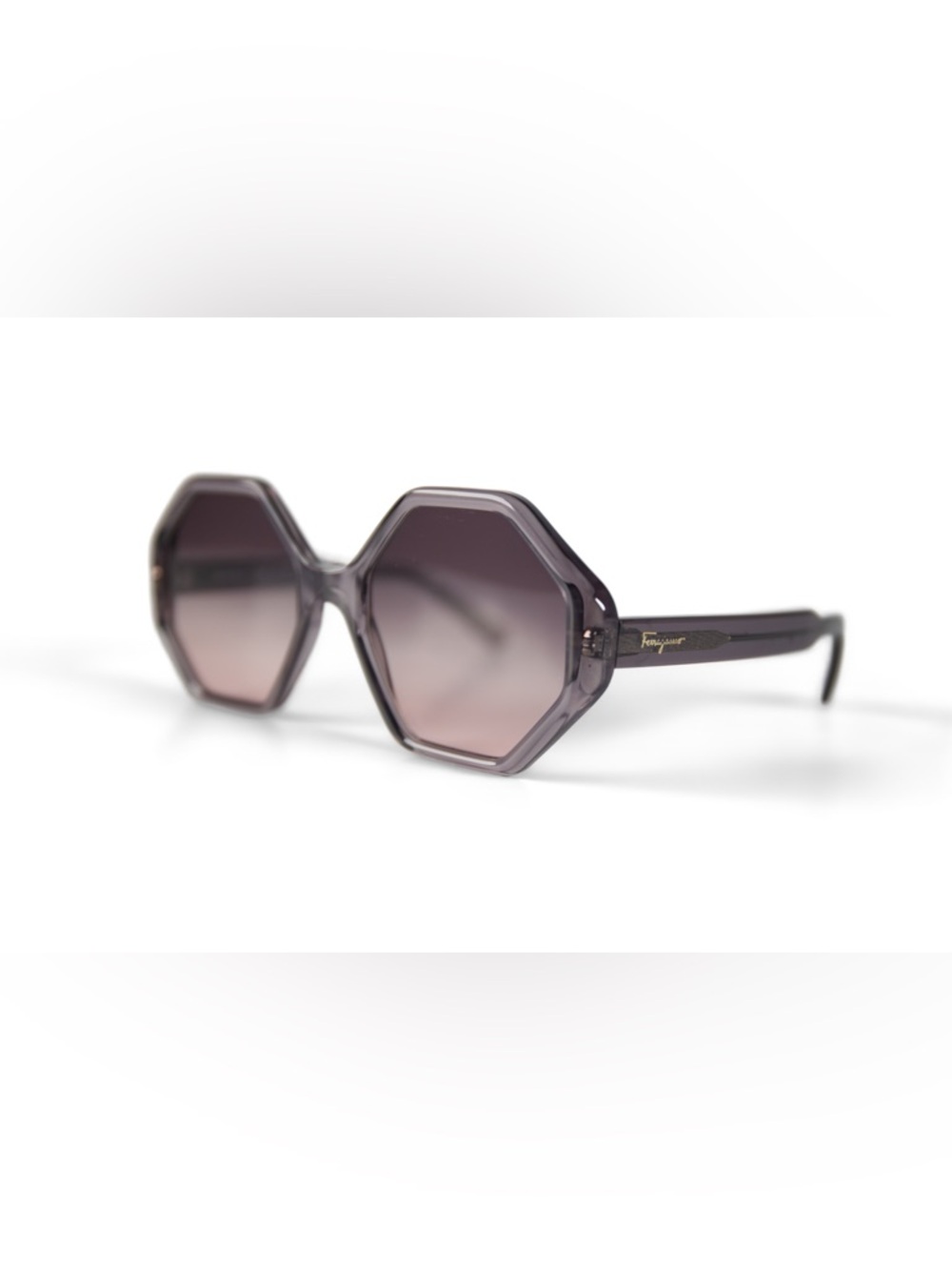 Salvatore Ferragamo Grey Hexagon Frames Gray Gradient Lenses Italian Designer - Picture 4 of 10